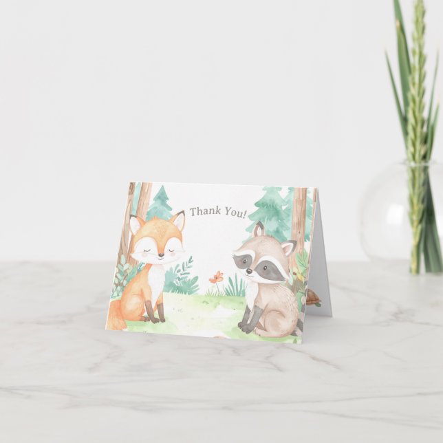 Niedliche Woodland Baby Dusche Thema Einladung (Vorderseite)