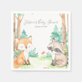 Niedliche Woodland Baby Dusche Thema Einladung Serviette