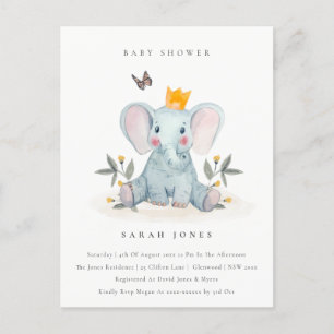 Niedliche Woodland Baby Elephant Foliage Baby Dusc Postkarte