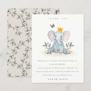 Niedliche Woodland Baby Elephant Foliage Baby Dusc Postkarte
