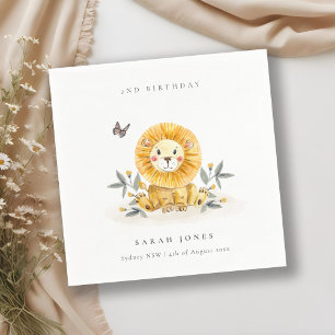 Niedliche Woodland Baby Lion Folies jedes Alter Ge Serviette