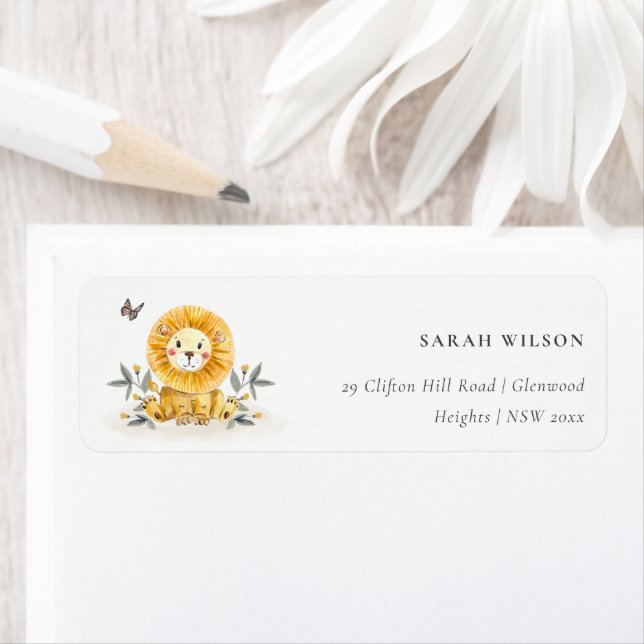 Niedliche Woodland Baby Lion Yellow Foliate Adress (Insitu)