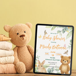 Niedliche Woodland-Babydusche Einladung