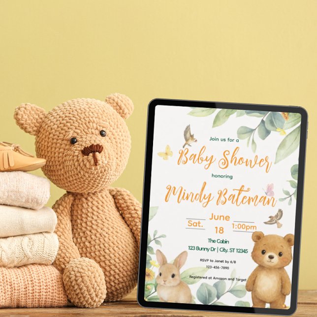 Niedliche Woodland-Babydusche Einladung (Von Creator hochgeladen)