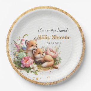 Niedliche Woodland Babynahrung Frühjahrsdusche Pappteller