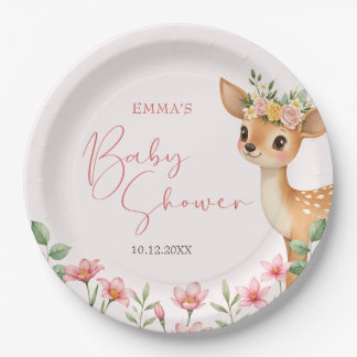 Niedliche Woodland Deer Baby Dusche Pappteller