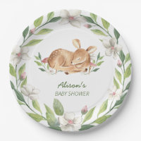 Niedliche Woodland Deer Blumengrün Kinderdusche 9"