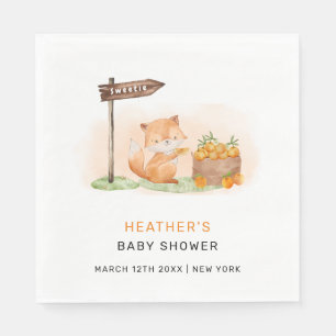 Niedliche Woodland Fox Citrus Orange Farm Baby Dus Serviette