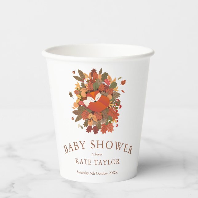 Niedliche Woodland Fox Cub Babydusche Pappbecher (Vorderseite)