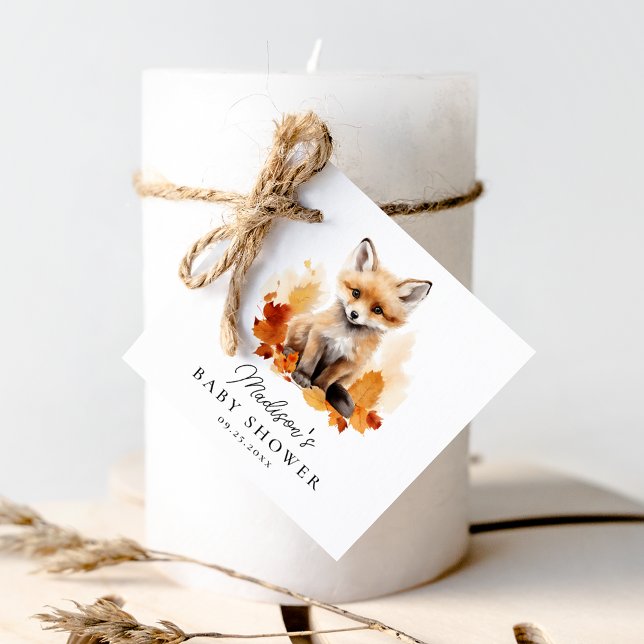 Niedliche Woodland Fox Fall Babydusche Geschenkanhänger (Von Creator hochgeladen)