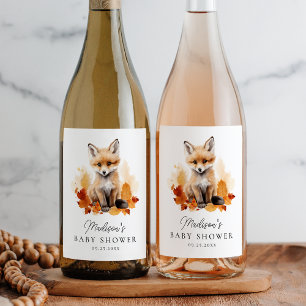 Niedliche Woodland Fox Fall Babydusche Weinetikett