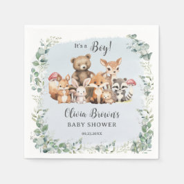 Niedliche Woodland Tiere Grüne Kinderdusche Serviette