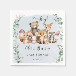 Niedliche Woodland Tiere Grüne Kinderdusche Serviette