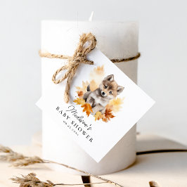 Niedliche Woodland Wolf Pup Fall Babydusche Geschenkanhänger