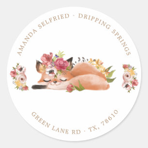 Niedliche Woodlandtiere Blumenkinderdusche Runder Aufkleber