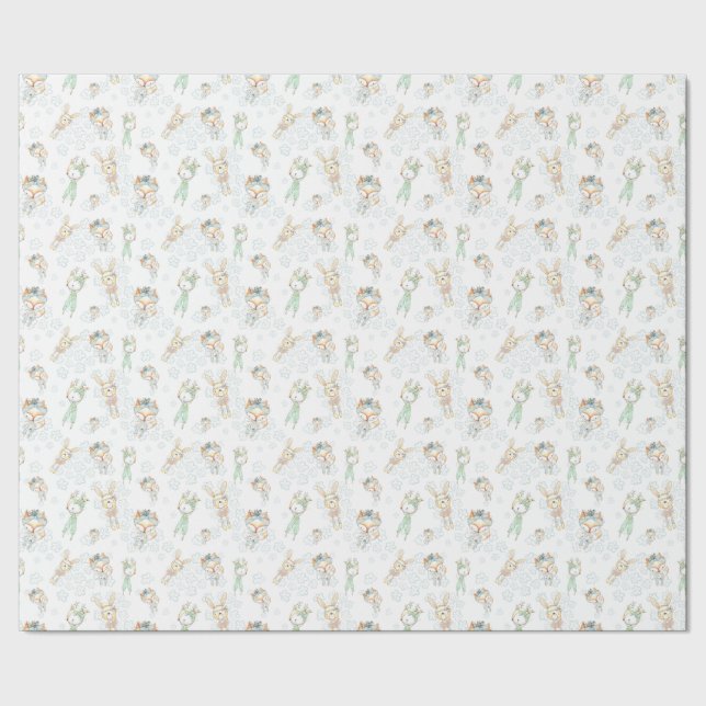 Niedliche Woodlandtiere Geschenkpapier (Saum)