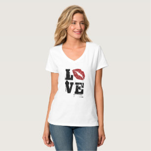 Niedliche Word-LIEBE mit roten Lippen, Slogan T-Shirt