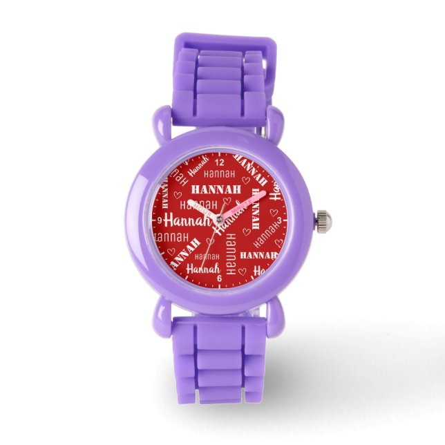 Niedliche Wortkunst und Personalisierte Herzen Gir Armbanduhr (Vorderseite)