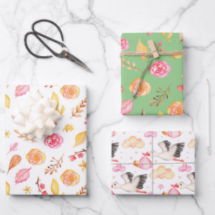 Niedliche Wrapping Paper Sheets für Babyduschen Geschenkpapier Set