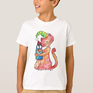 Niedliche wunderliche Katze liebt Vogel T-Shirt