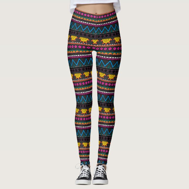 Niedliche Wüsten-Südwestdruck-Leggings, Grau, Leggings (Vorderseite)