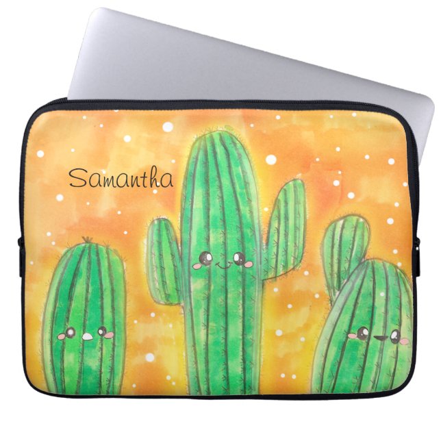 Niedliche Wüstenkaktus Laptopschutzhülle (Vorderseite)