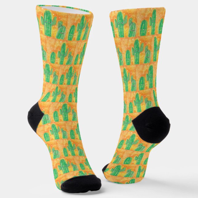 Niedliche Wüstenkaktus Socken (Gewinkelt)