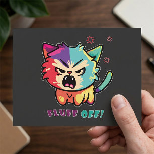 Niedliche wütende Katze faucht Verzieh dich. Postkarte