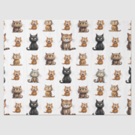 niedliche wütende schwarze Katze, graue Katze und  Seidenpapier