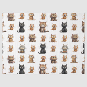 niedliche wütende schwarze Katze, graue Katze und Seidenpapier