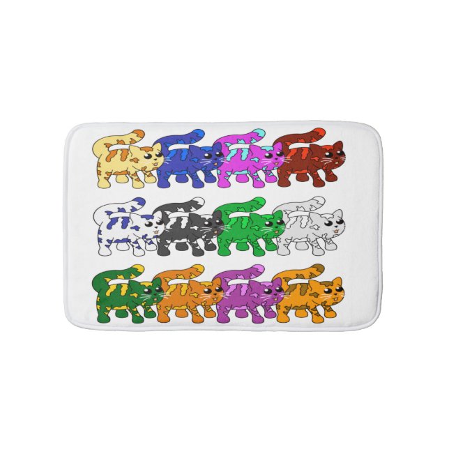 Niedliche Xmas Kitten Cat Pattern Rows Badematte (Vorderseite)