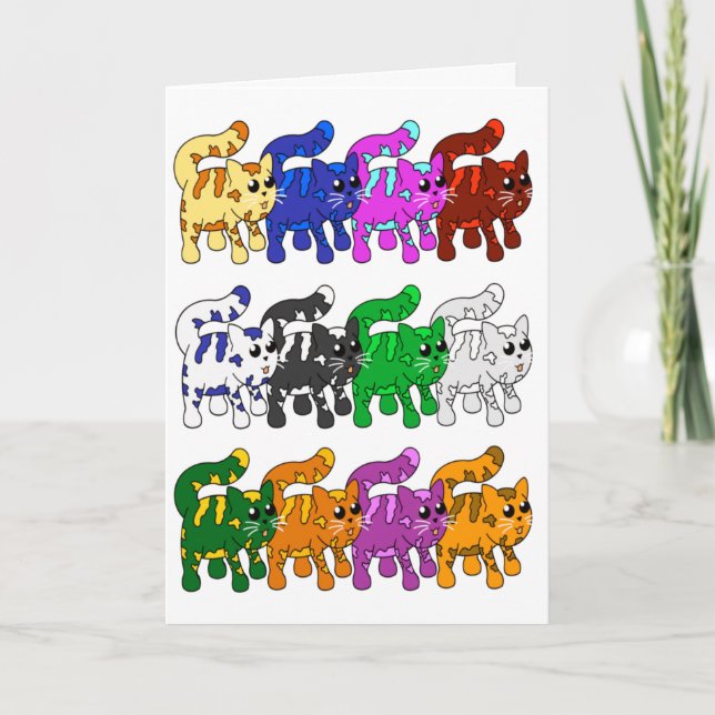 Niedliche Xmas Kitten Cat Pattern Rows Karte (Vorderseite)