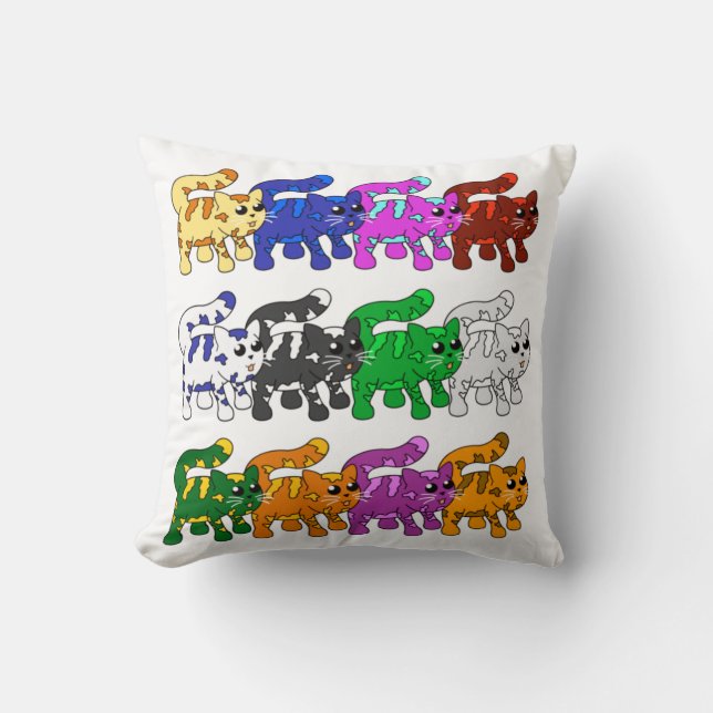 Niedliche Xmas Kitten Cat Pattern Rows Kissen (Vorderseite)