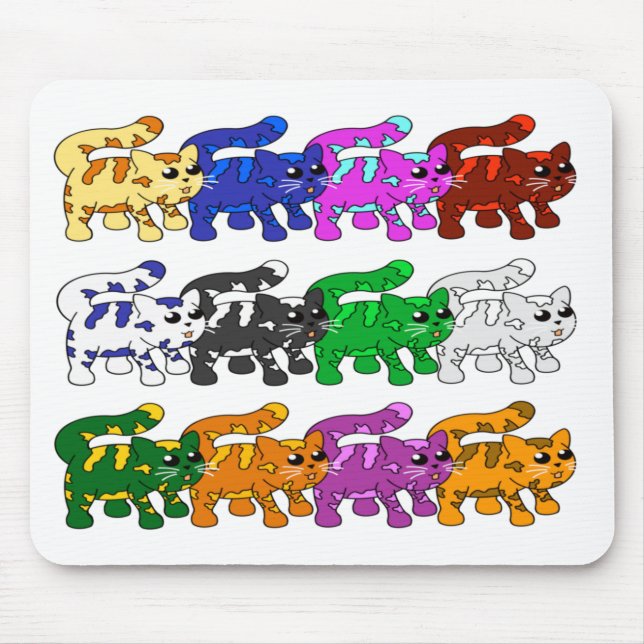 Niedliche Xmas Kitten Cat Pattern Rows Mousepad (Vorne)