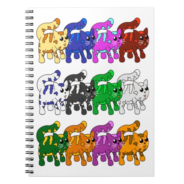 Niedliche Xmas Kitten Cat Pattern Rows Notizblock (Vorderseite)