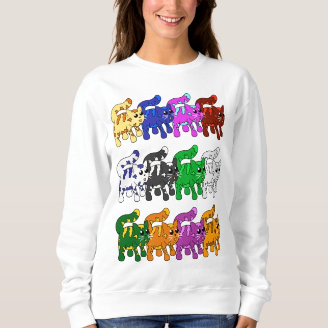 Niedliche Xmas Kitten Cat Pattern Rows Sweatshirt (Vorderseite)