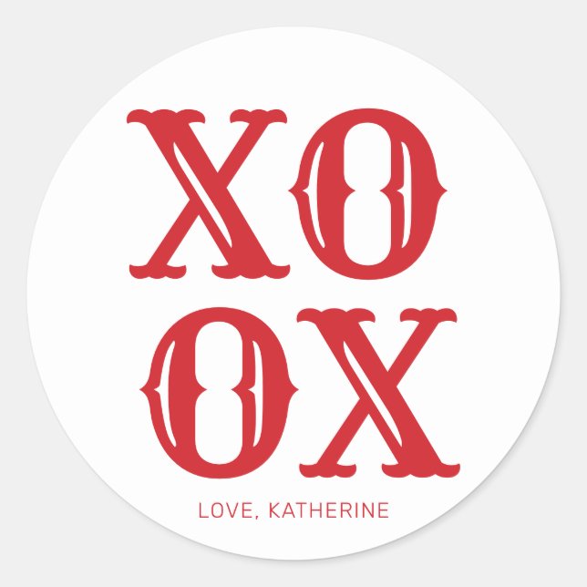 Niedliche XOXO-Typografie personalisiert Runder Aufkleber (Vorderseite)