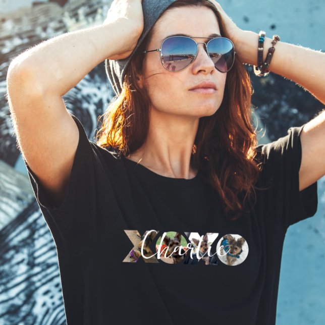 Niedliche XOXO- und Pet-FotoCollage, modern, Minim T-Shirt (Von Creator hochgeladen)