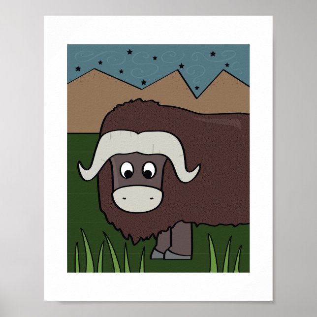 Niedliche Yak Illustration - Farm & Mountain Anima Poster (Vorne)