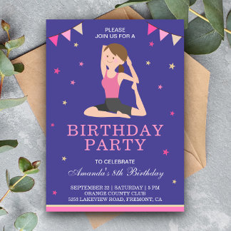 Niedliche Yoga Girl Geburtstagsparty Einladung
