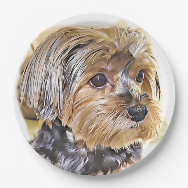 Niedliche yorkie pappteller (Vorderseite)