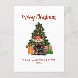 Niedliche Yorkie und Tree Weihnachtsfeiertage Post Feiertagspostkarte