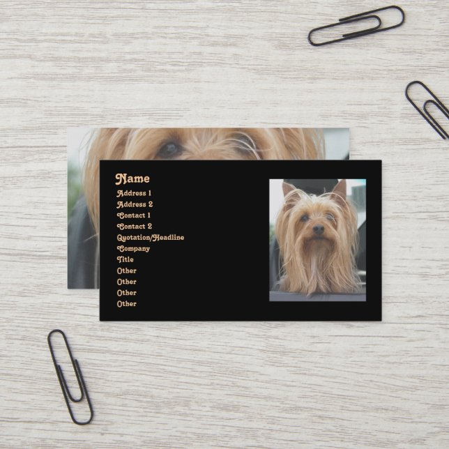 Niedliche Yorkie-Visitenkarte Visitenkarte (Vorderseite/Rückseite Beispiel)