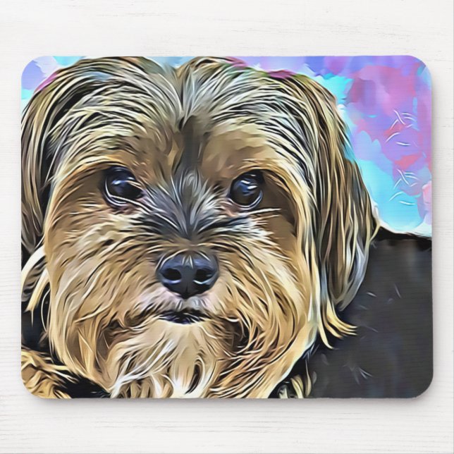 Niedliche Yorkshire-Terrier-Hundedigital-Kunst Mousepad (Vorne)