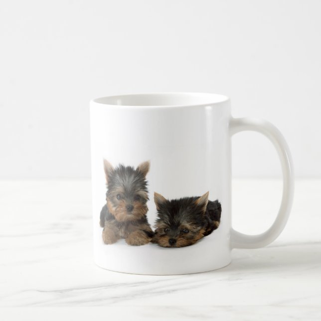 Niedliche Yorkshire Terrier Welpen Kaffeetasse (Rechts)