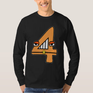 Niedliche Zahl vier Jungen, die mit dem Bösen über T-Shirt