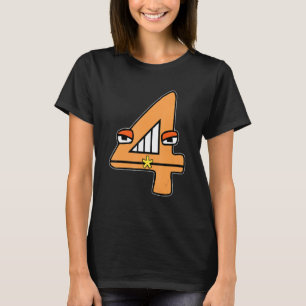 Niedliche Zahl vier Jungen, die mit dem Bösen über T-Shirt