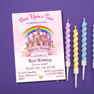 Niedliche Zauberburg Regenbogenprinzessin 3. Einladung