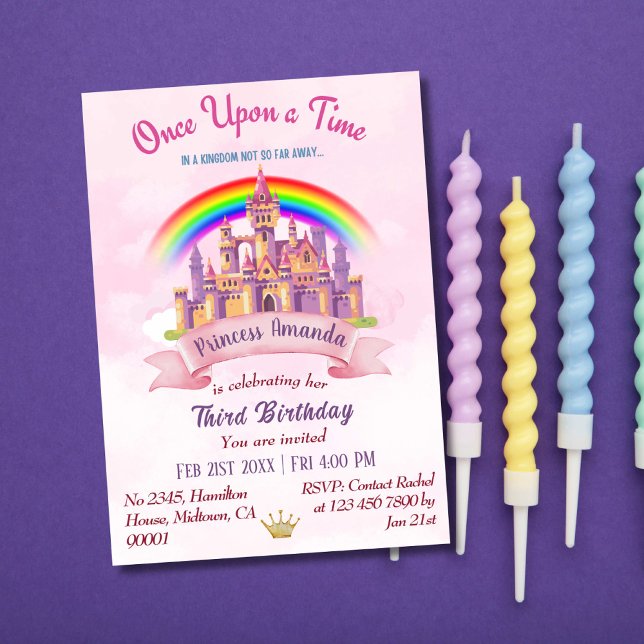Niedliche Zauberburg Regenbogenprinzessin 3. Einladung (Von Creator hochgeladen)