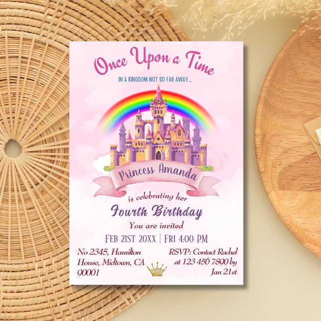 Niedliche Zauberburg Regenbogenprinzessin 4. Einladung (Von Creator hochgeladen)